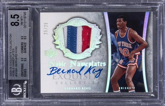 2005-06 UD "Exquisite Collection"  Noble Nameplates #NNBK Bernard King Signed Patch Card (#25/25) - BGS NM-MT+ 8.5/BGS 10